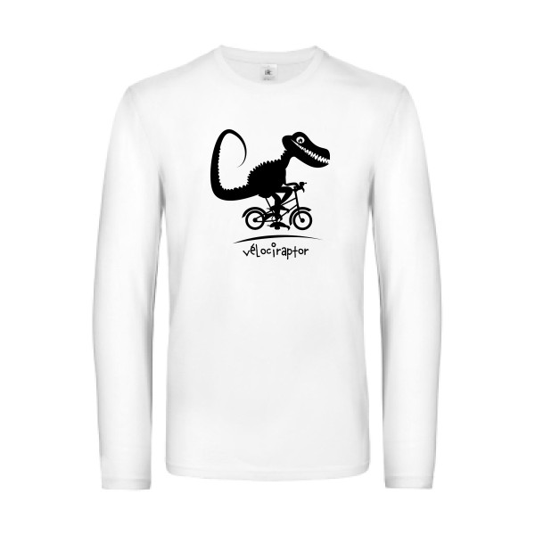 vélociraptor -T-shirt manches longues rigolo- Homme -B&C - E190 LSL -thème  humour dinausore - 