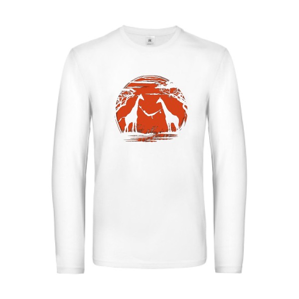 girafe - T-shirt manches longues Homme animaux  - B&C - E190 LSL - thème geek et zen