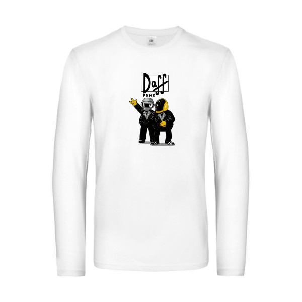 Duff Punk - T-shirt manches longues rétro Homme - modèle B&C - E190 LSL -thème dj et  vintage -