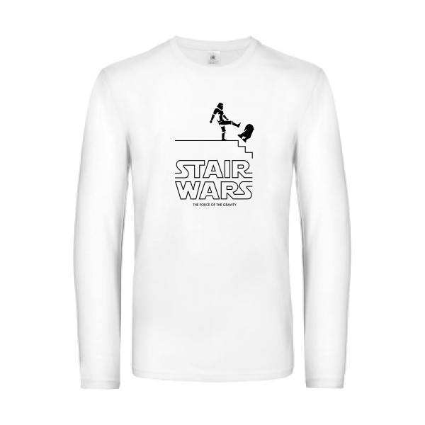 STAIR WARS -T-shirt manches longues humour Homme -B&C - E190 LSL -thème parodie star wars -