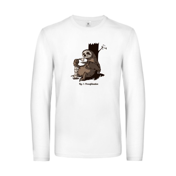 Procaféination -T-shirt manches longues animaux  -B&C - E190 LSL -thème  humour et bestiole - 