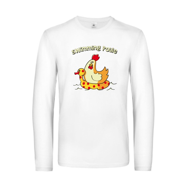swimming poule - T-shirt manches longues rigolo Homme - modèle B&C - E190 LSL -thème burlesque -