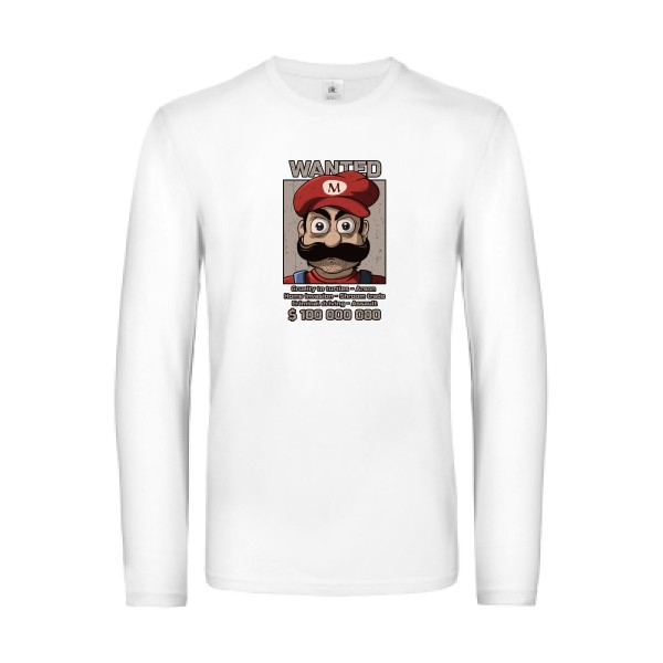 Wanted Mario-T-shirt manches longues Geek - B&C - E190 LSL- Thème Geek -