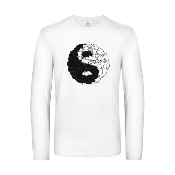 Mouton Yin Yang - Tee shirt humoristique Homme - modèle B&C - E190 LSL - thème zen -