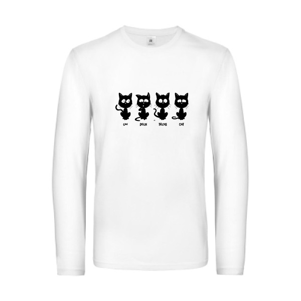 T shirt humour chat - un deux trois cat - B&C - E190 LSL -