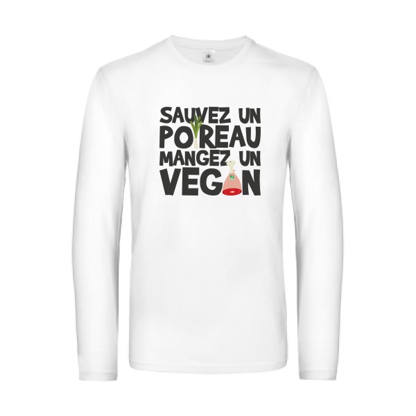 vegan poireau -B&C - E190 LSL - Tee-shirts message Homme -