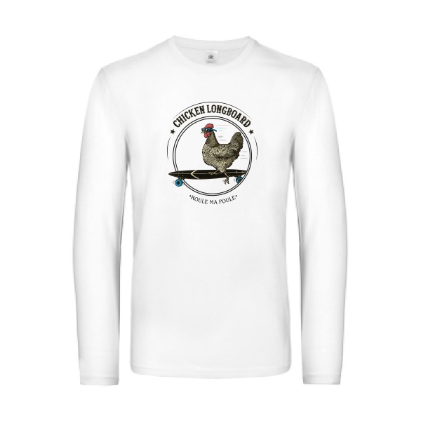 Chicken Longboard - T-shirt manches longues - vêtement original avec une poule-