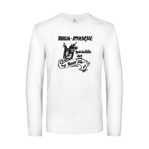 Rhum-atologue - B&C - E190 LSL Homme - T-shirt manches longues musique - thème humour et alcool -