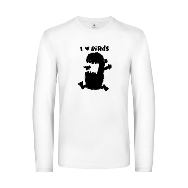 T-shirt manches longues original Homme  - I love birds - 