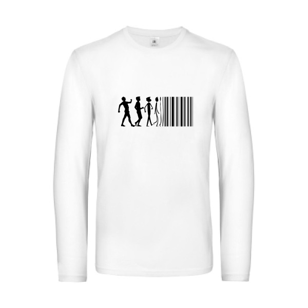 code barre - T-shirt manches longues Geek pour Homme - modèle B&C - E190 LSL - thème geek et gamer -