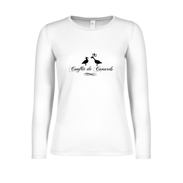 Conflit De Canards - Tee shirt humour noir Femme -B&C - E150 LSL women 