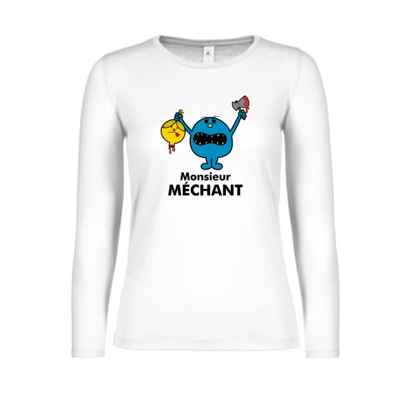 Monsieur Méchant - T-shirt femme manches longues léger drôle - modèle B&C - E150 LSL women  -thème bande dessinée -