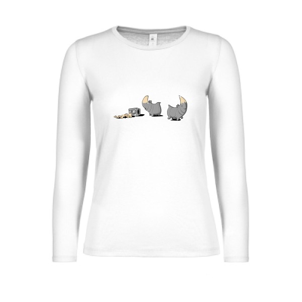 Rhinoféroce - T-shirt femme manches longues léger humour potache Femme  -B&C - E150 LSL women  - Thème humour noir -