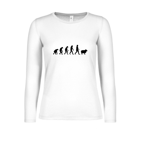 PanurgeEvolution - T-shirt femme manches longues léger évolution Femme - modèle B&C - E150 LSL women  -thème humour -