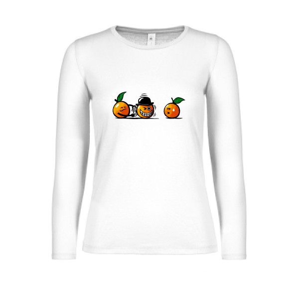 T-shirt femme manches longues léger - B&C - E150 LSL women  - Orange Mécanique