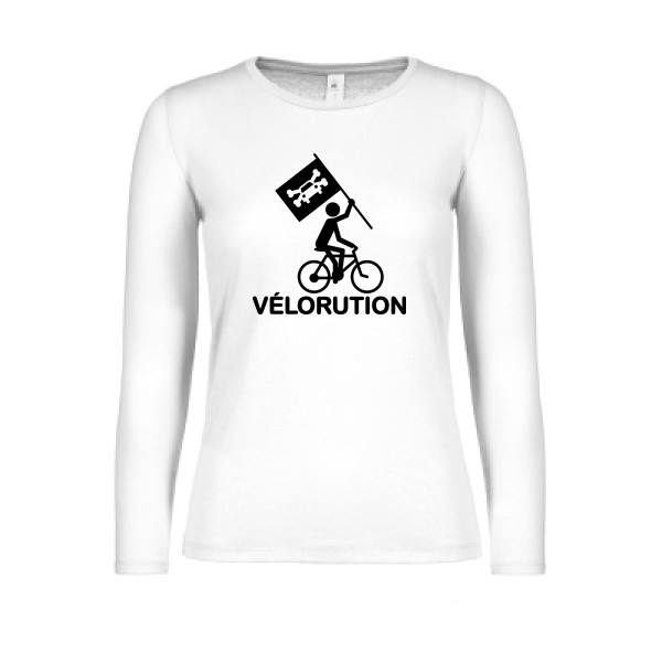 Vélorution- T-shirt femme manches longues léger Femme - thème velo et humour -B&C - E150 LSL women  -