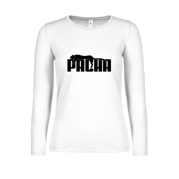 Pacha - T-shirt femme manches longues léger parodie humour Femme - modèle B&C - E150 LSL women  -thème humour et parodie -
