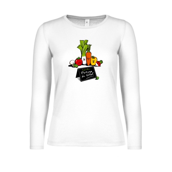 Potage du Chef - T-shirt femme manches longues léger rigolo Femme - modèle B&C - E150 LSL women  -thème humour cuisine et top chef-