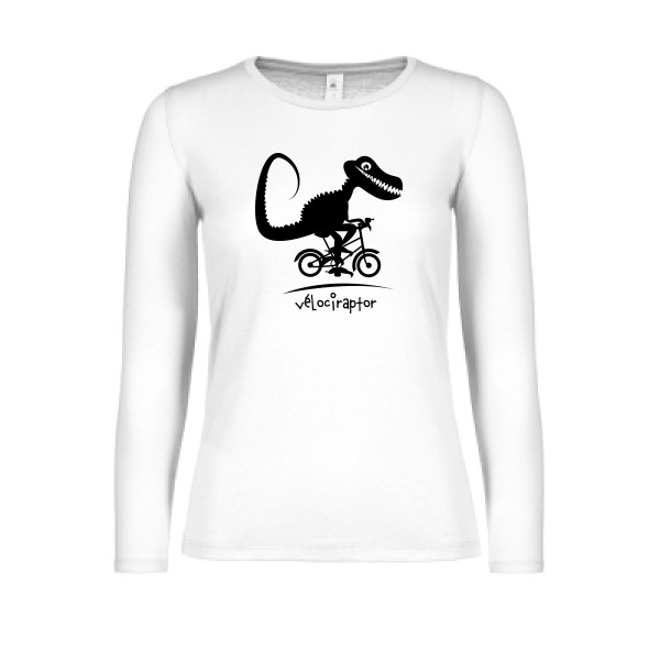 vélociraptor -T-shirt femme manches longues léger rigolo- Femme -B&C - E150 LSL women  -thème  humour dinausore - 