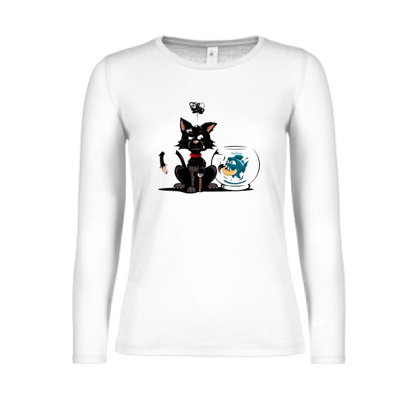 Piranha- T shirt chat et poisson - B&C - E150 LSL women 