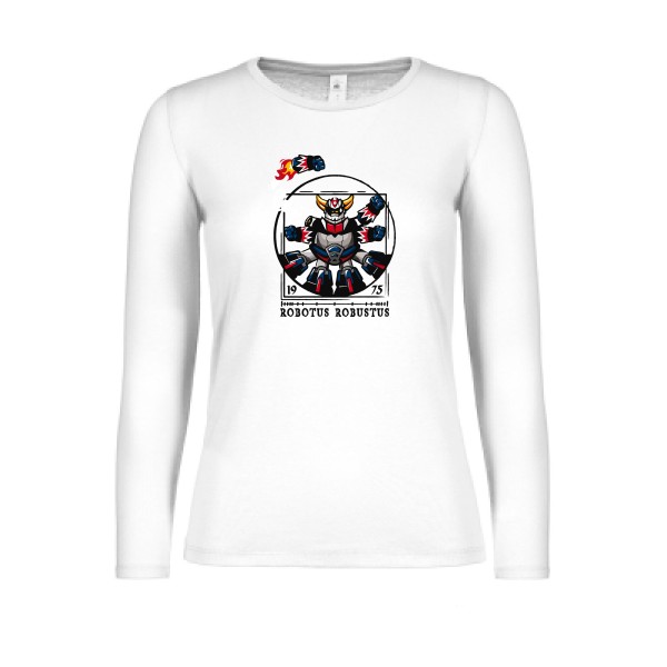 Robotus Robustus - T-shirt femme manches longues léger rétro pour Femme -modèle B&C - E150 LSL women  - thème parodie et vintage -