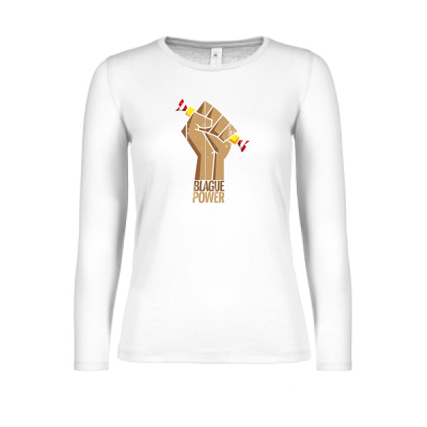 Blague Power - T-shirt femme manches longues léger parodie Femme - modèle B&C - E150 LSL women  -thème blague carambar -