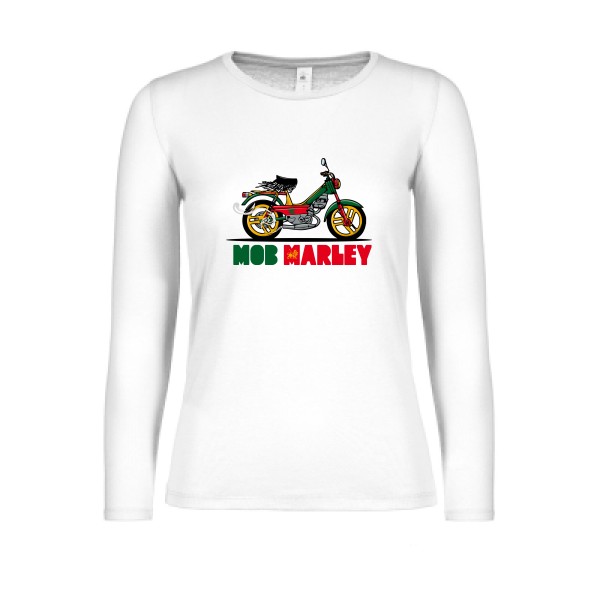 Mob Marley - T-shirt femme manches longues léger reggae Femme - modèle B&C - E150 LSL women  -thème musique et bob marley -