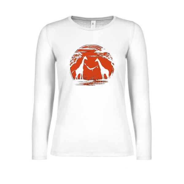 girafe - T-shirt femme manches longues léger Femme animaux  - B&C - E150 LSL women  - thème geek et zen