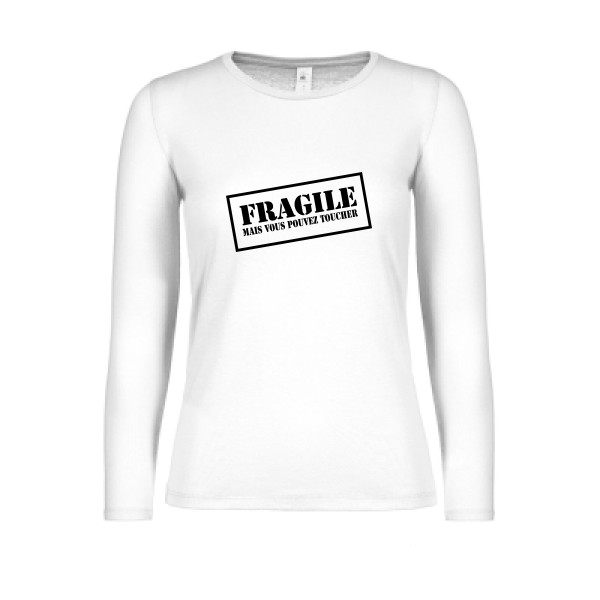 FRAGILE - T-shirt femme manches longues léger original Femme - modèle B&C - E150 LSL women  -thème monde -