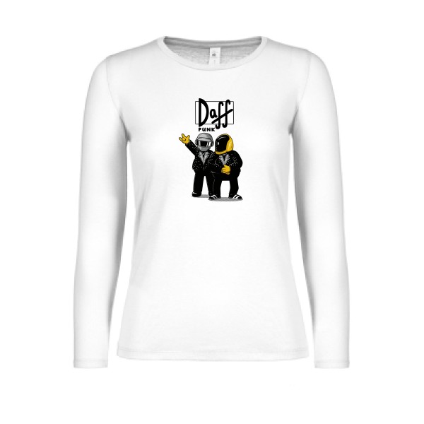Duff Punk - T-shirt femme manches longues léger rétro Femme - modèle B&C - E150 LSL women  -thème dj et  vintage -