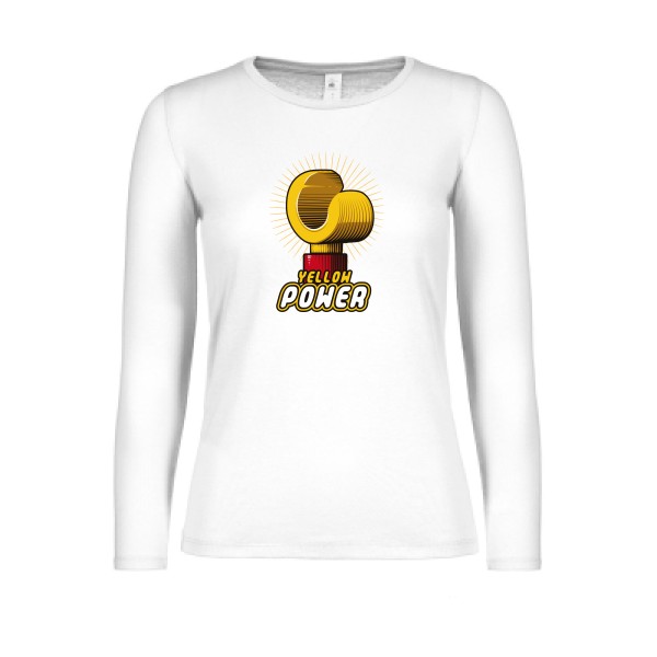 Yellow Power -T-shirt femme manches longues léger parodie marque - B&C - E150 LSL women 