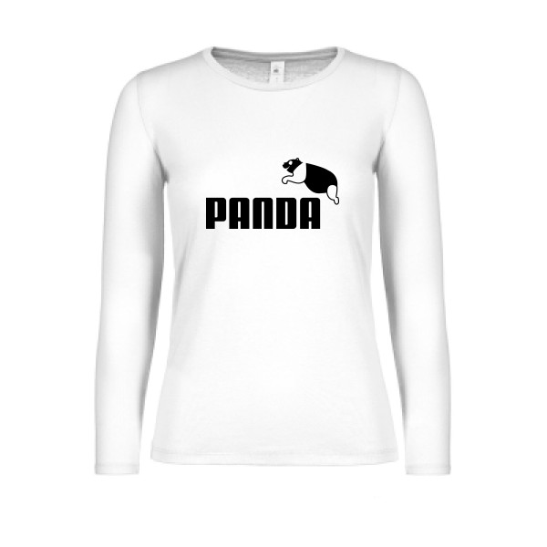 PANDA - T-shirt femme manches longues léger parodie pour Femme -modèle B&C - E150 LSL women  - thème humour et parodie- 