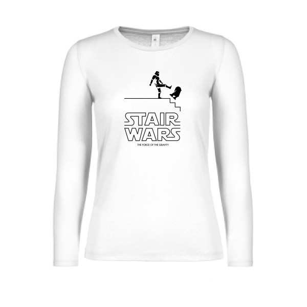 STAIR WARS -T-shirt femme manches longues léger humour Femme -B&C - E150 LSL women  -thème parodie star wars -