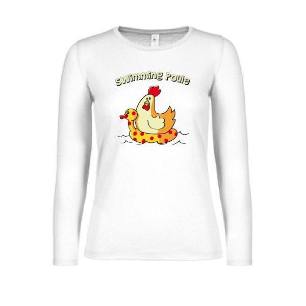 swimming poule - T-shirt femme manches longues léger rigolo Femme - modèle B&C - E150 LSL women  -thème burlesque -