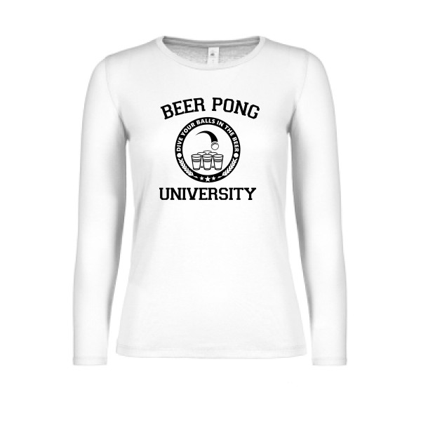 Beer Pong - T-shirt femme manches longues léger Femme geek  - B&C - E150 LSL women  - thème geek et gamer