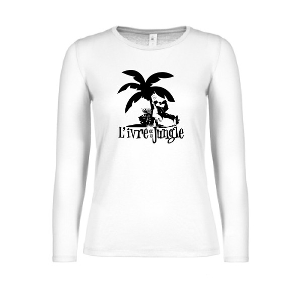 L'ivre de la jungle - T-shirt femme manches longues léger burlesque pour Femme -modèle B&C - E150 LSL women  - thème humour alcool -