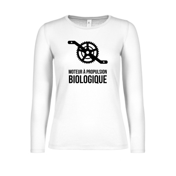 Cyclisme & écologie - B&C - E150 LSL women  Femme - T-shirt femme manches longues léger humour velo - thème cyclisme et ecologie -