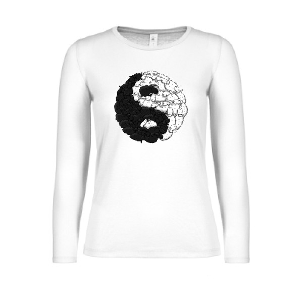 Mouton Yin Yang - Tee shirt humoristique Femme - modèle B&C - E150 LSL women  - thème zen -