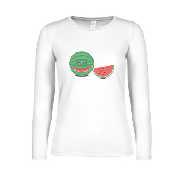 TRANCHE DE RIGOLADE -T-shirt femme manches longues léger rigolo imprimé Femme -B&C - E150 LSL women  -Thème humour enfantin -