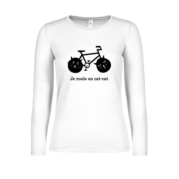 cat-cat bike - T-shirt femme manches longues léger humour velo - Thème t shirt  et sweat  original pour  Femme -
