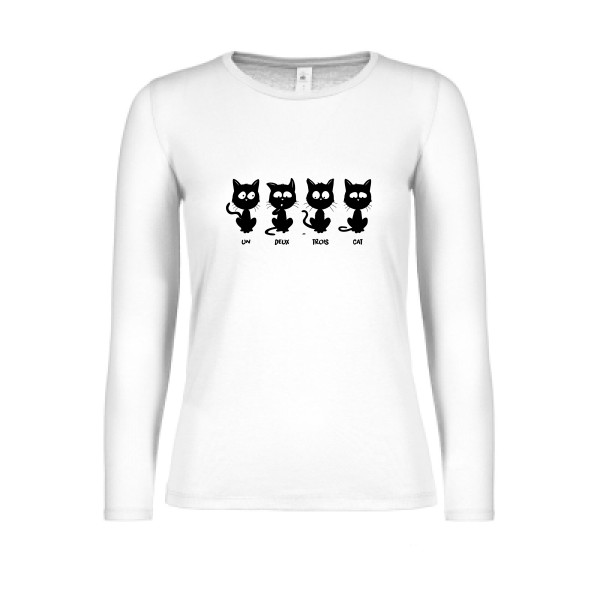 T shirt humour chat - un deux trois cat - B&C - E150 LSL women  -
