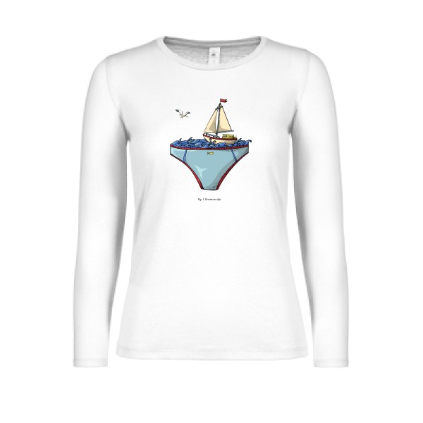 Ta mer en slip -T-shirt femme manches longues léger Femme marin humour -B&C - E150 LSL women  -Thème humour et parodie -