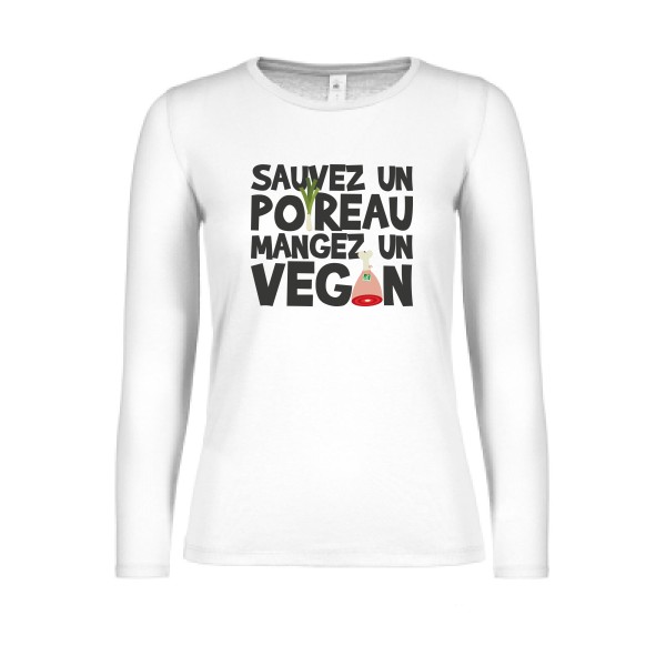 vegan poireau -B&C - E150 LSL women  - Tee-shirts message Femme -