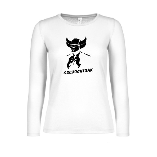 Goldochirak - T-shirt femme manches longues léger amusant pour Femme -modèle B&C - E150 LSL women  - thème parodie et politique -