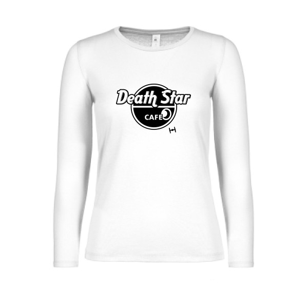DeathStarCafe - T-shirt femme manches longues léger dark pour Femme -modèle B&C - E150 LSL women  - thème parodie et marque-