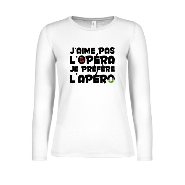 opérapéro - T-shirt femme manches longues léger apéro Femme - modèle B&C - E150 LSL women  -thème humour alcool -