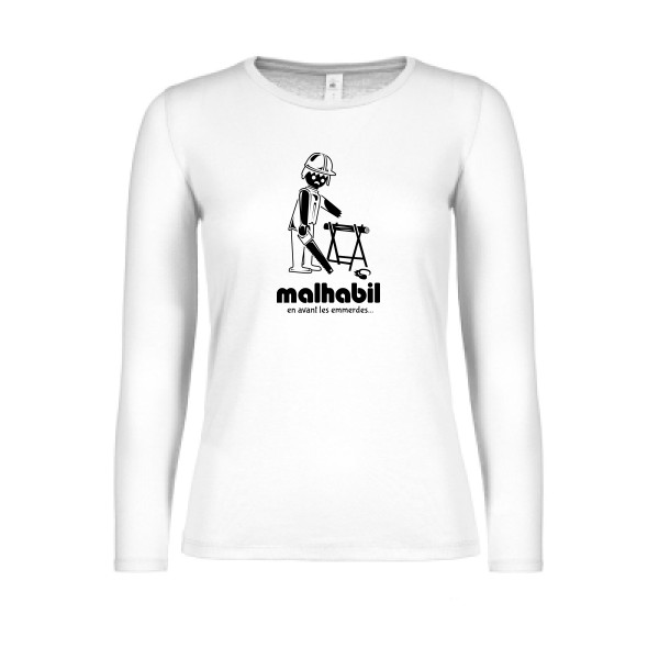 T-shirt femme manches longues léger Femme humour - Malhabil... - 