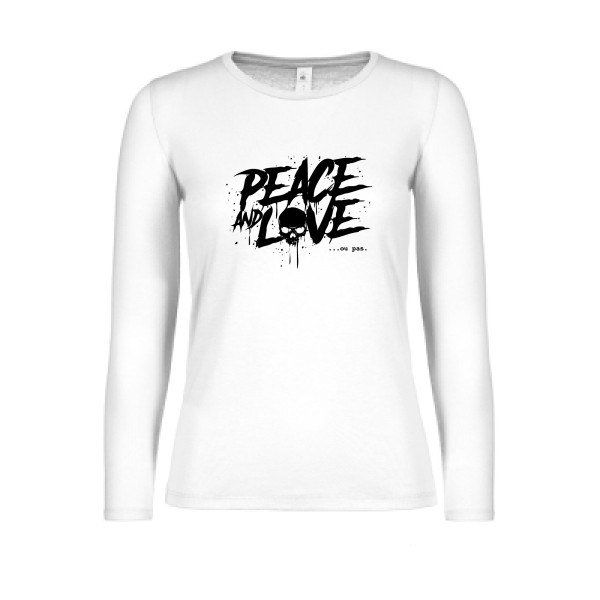 Peace or no peace - T shirt tête de mort Femme - modèle B&C - E150 LSL women  -