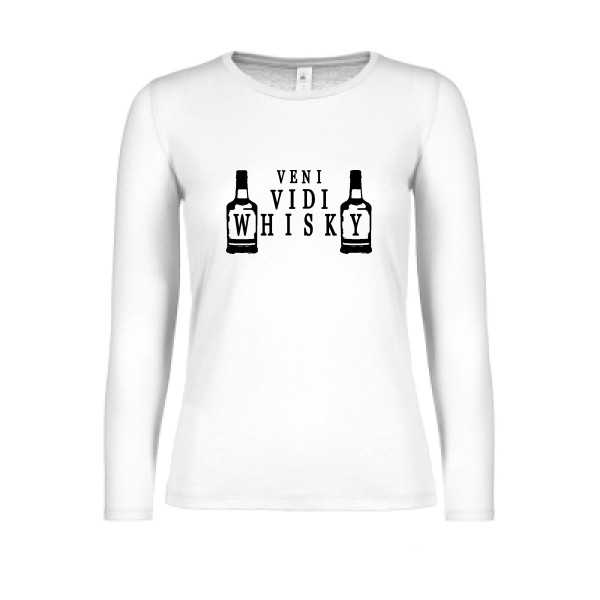VENI VIDI WHISKY - T-shirt femme manches longues léger humour original pour Femme -modèle B&C - E150 LSL women  - thème alcool et humour potache - -