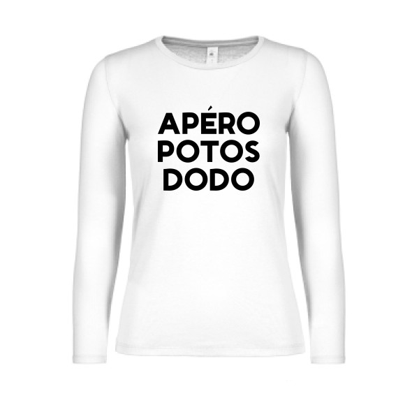 T-shirt femme manches longues léger Femme original - Apéro Potos Dodo  -